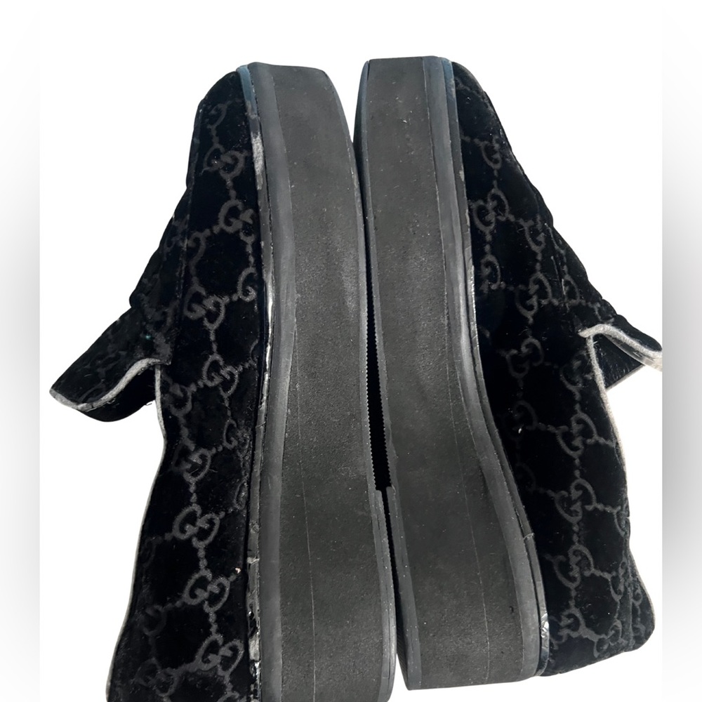 GUCCI Black Suede Double G Platform Loafers - Picture 7 of 13
